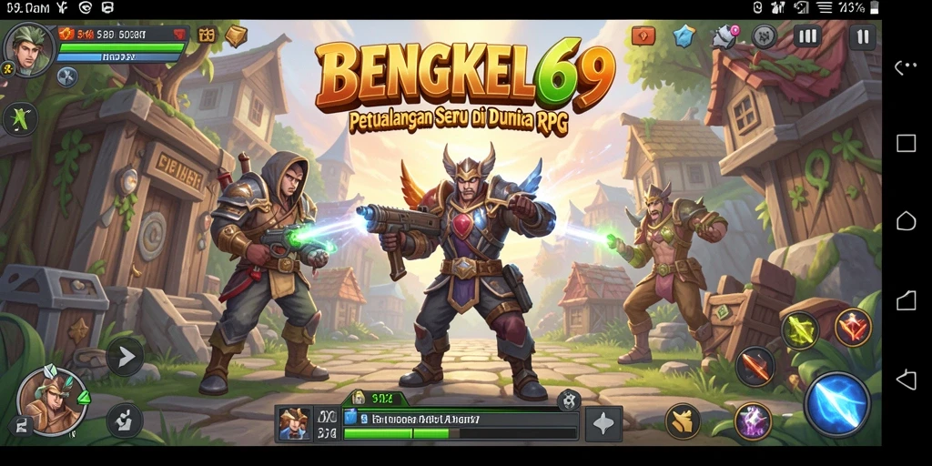 Gameplay BENGKEL69 menampilkan pertempuran seru di dunia fantasi RPG.