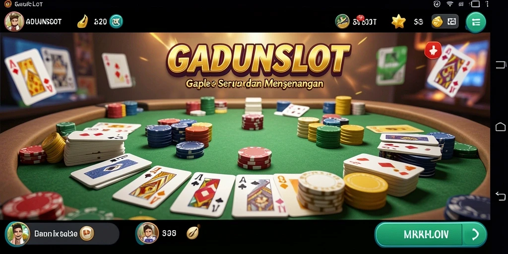 Tampilan permainan Gaple seru dalam GADUNSLOT yang sangat mendebarkan.