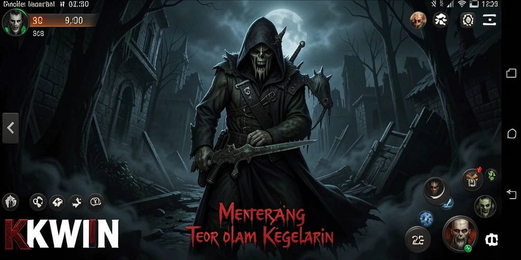 Screenshot gameplay KKWIN dengan atmosfer Horror yang mencekam.
