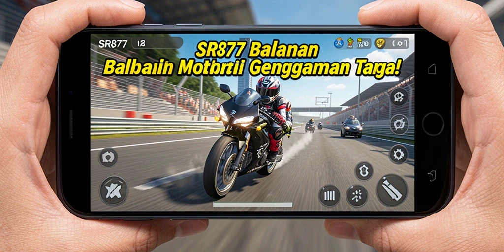 Tampilan gameplay memukau dalam SR877 yang menantang balapan motor.