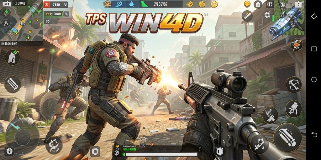 Tampilan layar gameplay seru dari WIN4D yang penuh aksi.