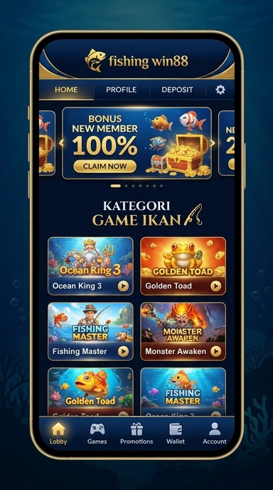 Tampilan utama aplikasi win88 dengan berbagai pilihan aplikasi.
